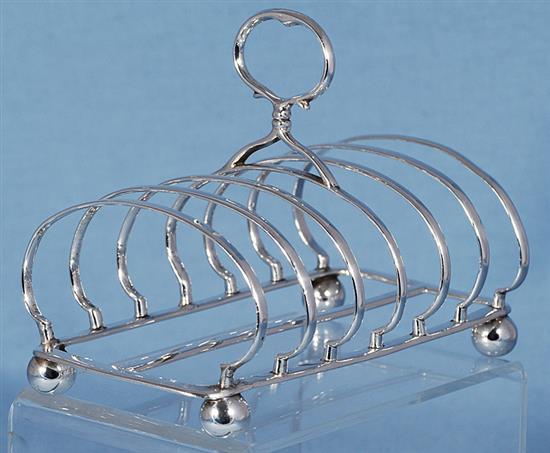 A Victorian silver seven bar toast rack, by Richard Sibley II, Length 170mm, weight 8.9oz/277grms